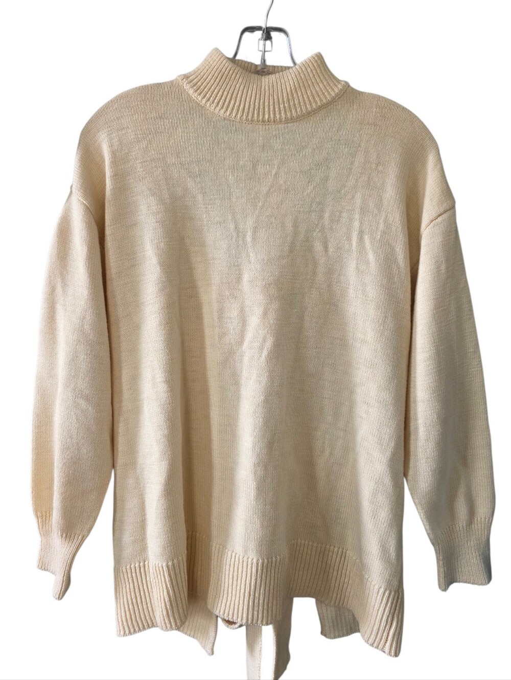 Zara Cream Open Back Turtleneck Sweater Size Medium NWT